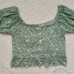 Green floral Cotton On top